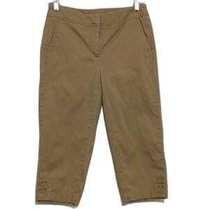 Talbots Capris Pants Size 2 Khaki Chino Pedal Pushers Cotton Spandex Neutral Tan